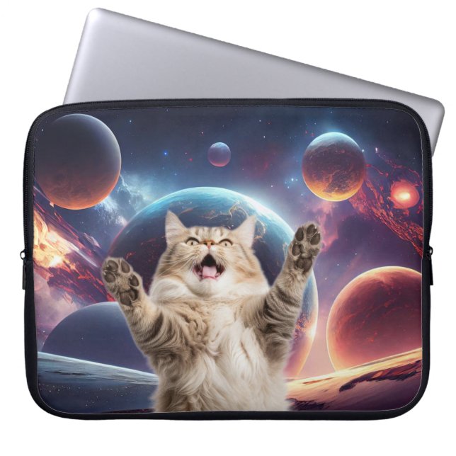 Space cat laptop sleeve (Front)