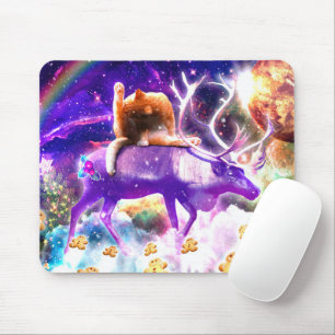 Space cat licking itself mouse pad
