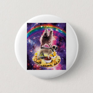 Space Cat Llama Pug Riding Nachos 2 Inch Round Button
