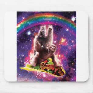 Space Cat Llama Sloth Riding Taco Mouse Pad