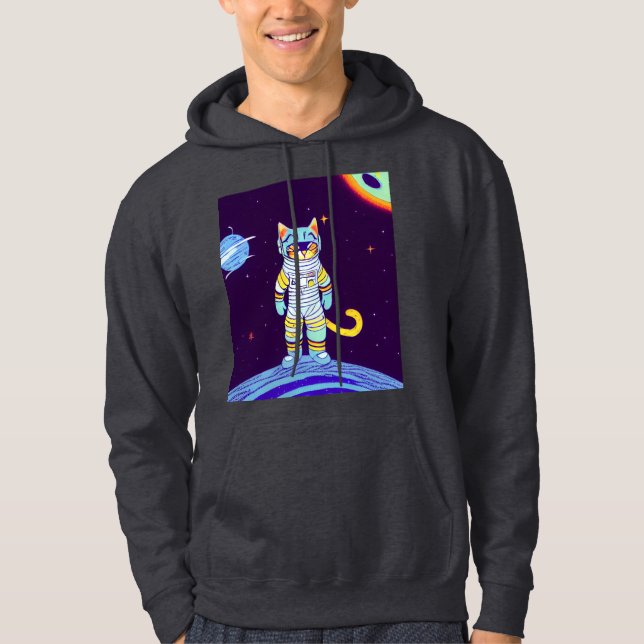 SPACE CAT MENS funny Hooded Sweatshirt hoodie (Front)