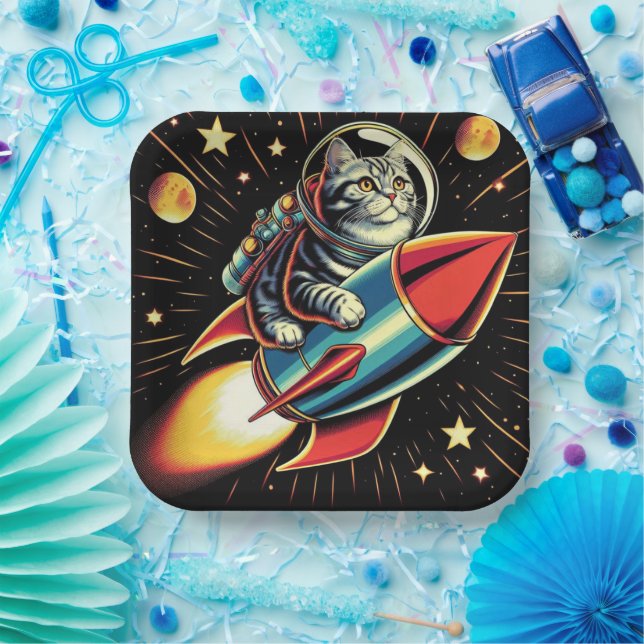 Space cat paper plates! plate (Party)