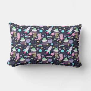 Space Cat Pattern Lumbar Pillow