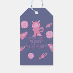 Space Cat Pink Galaxy Birthday    Gift Tags
