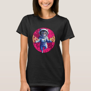 Space Cat Pizza Lover Astronaut Funny T-Shirt