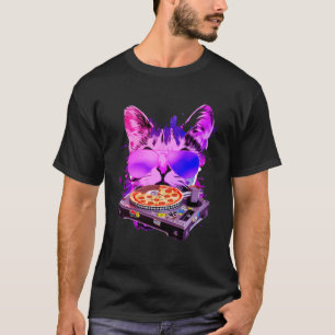 Space Cat Remix DJ PIZZA Remix for cat galaxy 3 T-Shirt