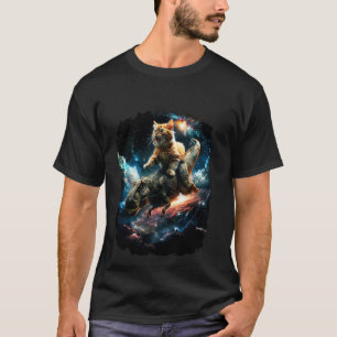Space Cat Riding Dinosaur T Rex 2 T-Shirt