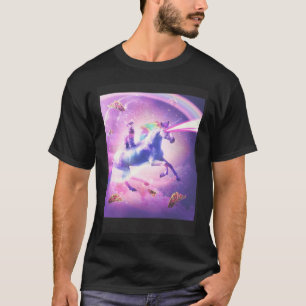 Space Cat Riding Unicorn Laser Tacos And Rainbow T-Shirt