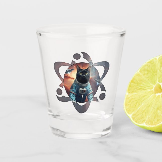 Space Cat Science Shot Glass (Front)