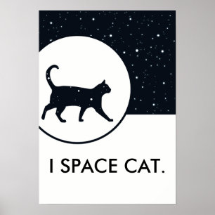 Space cat stars sky designed customized text poster