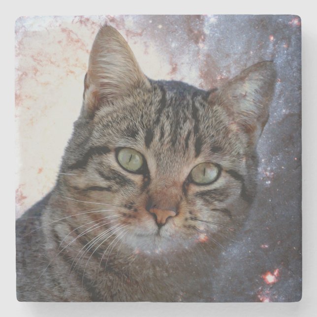 Space Cat Stone Coaster (Front)