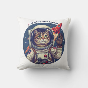 Space cat throw pillow