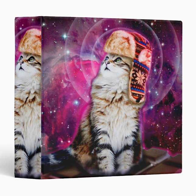 Space cat wearing russian hat binder (Front/Spine)