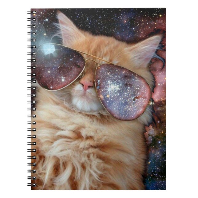 Space cat wearing sunglasses notebook (Front)