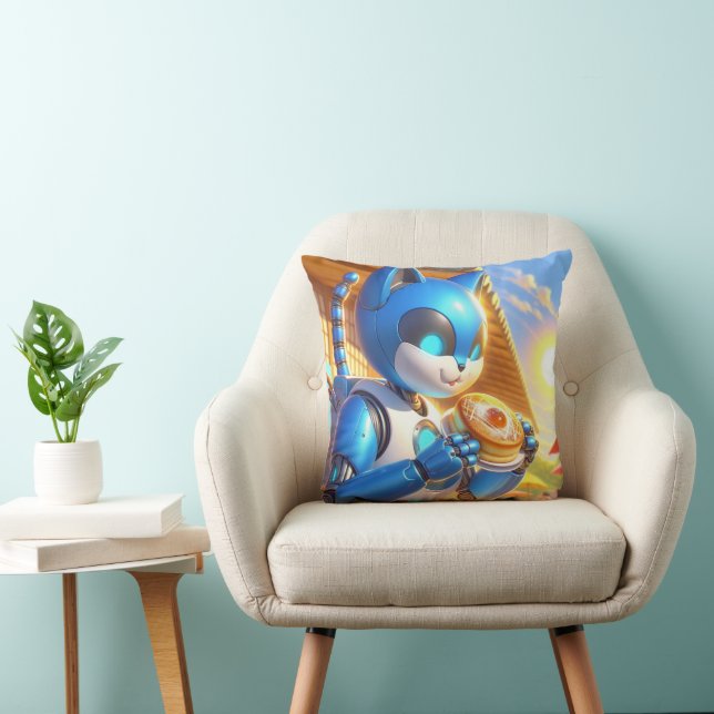 Space cat with Doughnut  Throw Pillow (Chair)