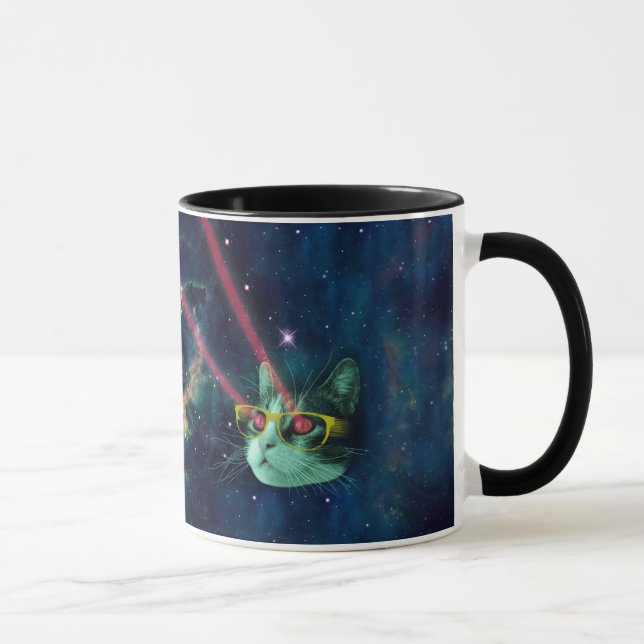 Space cat with yelow glasses mug (Right)