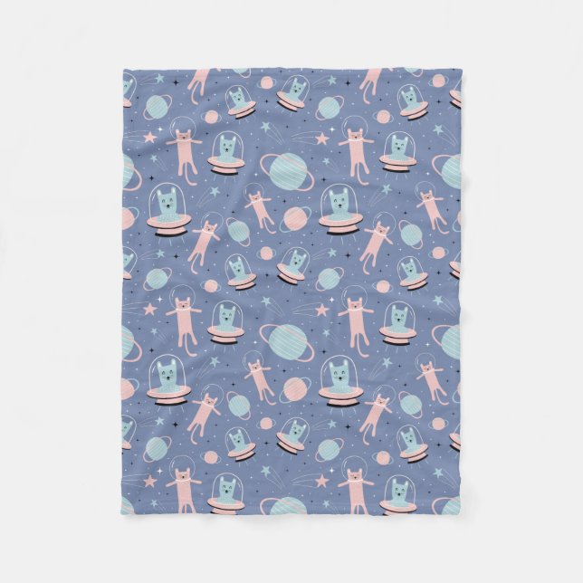 Space Cats Fleece Blanket (Front)