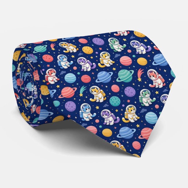 Space Cats Intergalactic Planets Solar System Tie (Rolled)
