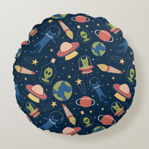 Space Cats Round Pillow