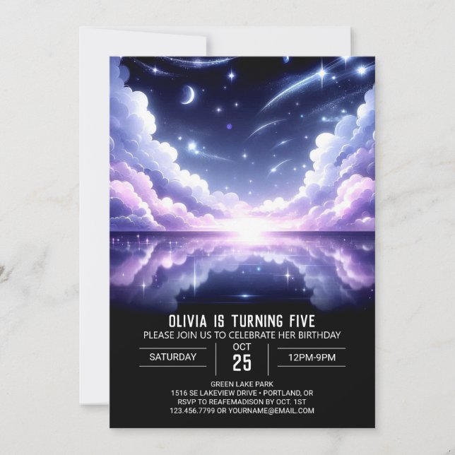 Space Celestial Digital Birthday Invitation (Front)