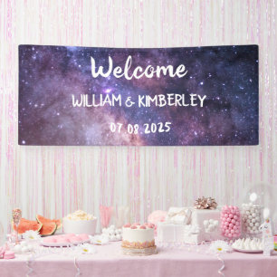 Space Celestial Sky Galaxy Nebula Elegant Wedding Banner