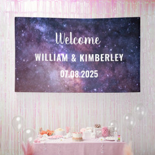 Space Celestial Sky Galaxy Nebula Elegant Wedding  Banner