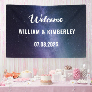 Space Celestial Sky Galaxy Nebula Elegant Wedding  Banner