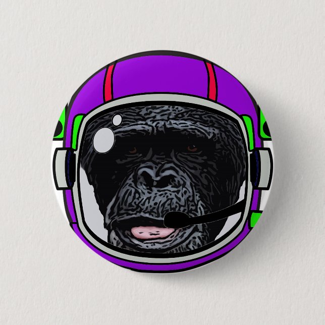 Space Chimp 2 Inch Round Button (Front)