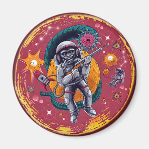 Space Chimp - Aimant Astronaute Sci-Fi Rétro