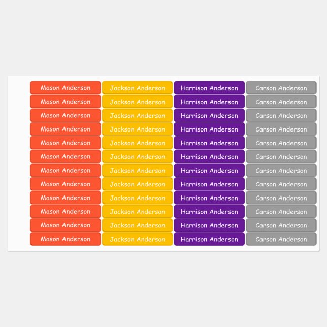 Space colors Name labels for kids water proof (Sheet)
