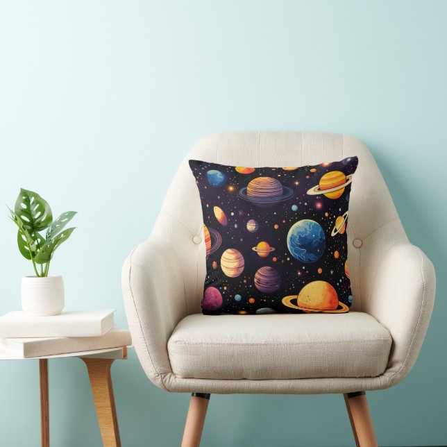Space Colourful Planets Throw Pillow (Chair)