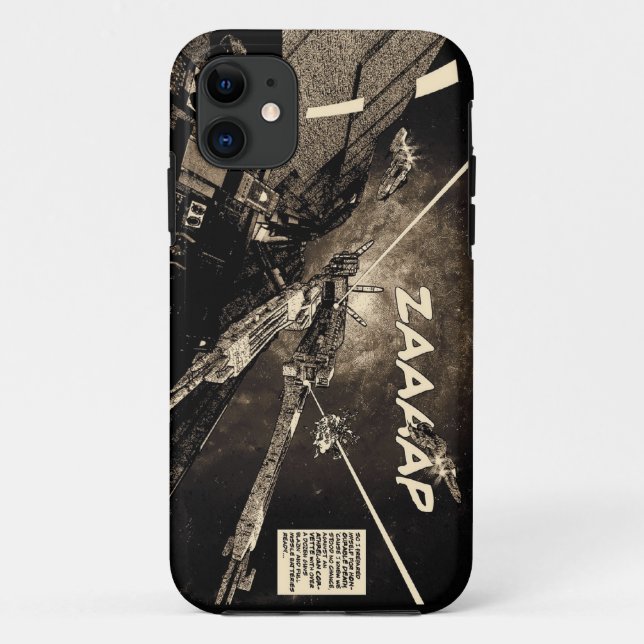 Space Combat vintage comic iphone case (Back)