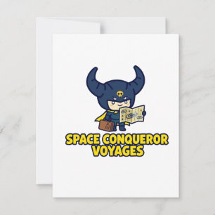 Space Conqueror Voyages Retro Comic Book Sci-Fi Vi RSVP Card