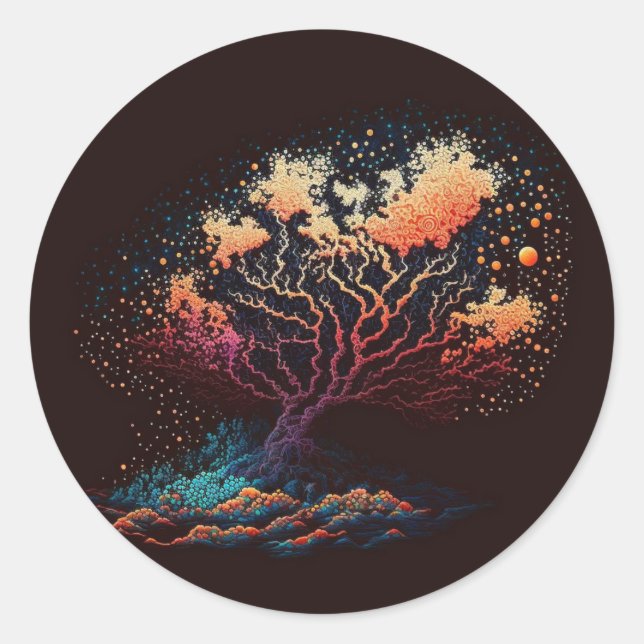 Space Coral Classic Round Sticker (Front)