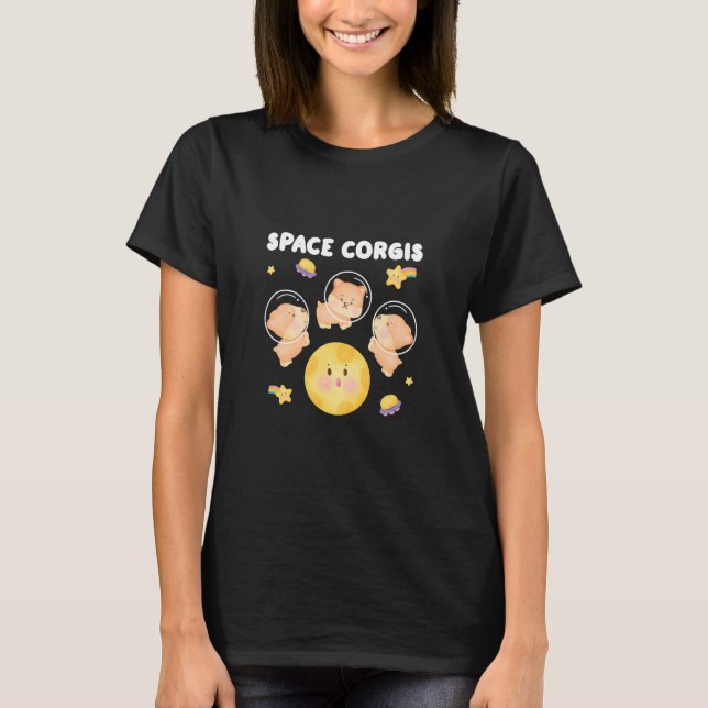 Space Corgis Pembroke Welsh Corgi T-Shirt (Front)