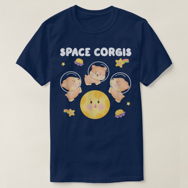 Space Corgis Pembroke Welsh Corgi  T-Shirt (Design Front)