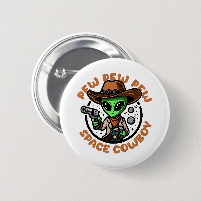 Space Cowboy Funny Alien 2 Inch Round Button (Front & Back)
