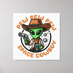 Space Cowboy Funny Alien Canvas Print