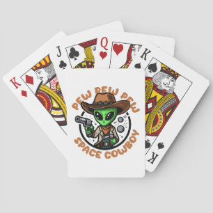 Space Cowboy Funny Alien Playing Cards
