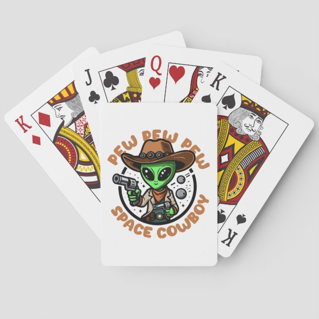 Space Cowboy Funny Alien Playing Cards (Back)