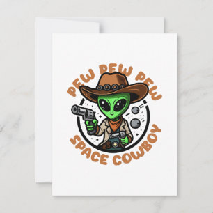 Space Cowboy Funny Alien RSVP Card