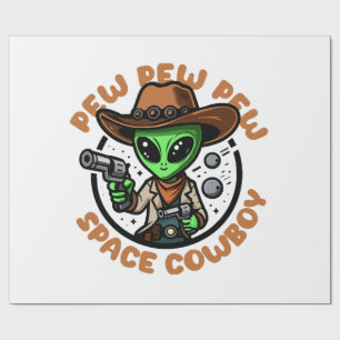 Space Cowboy Funny Alien Wrapping Paper