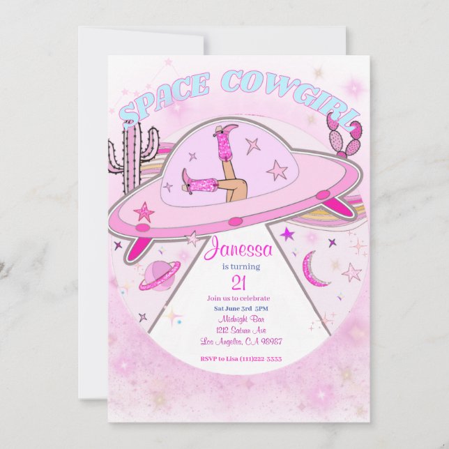 Space Cowgirl Birthday Party Invitation!  Invitation (Front)