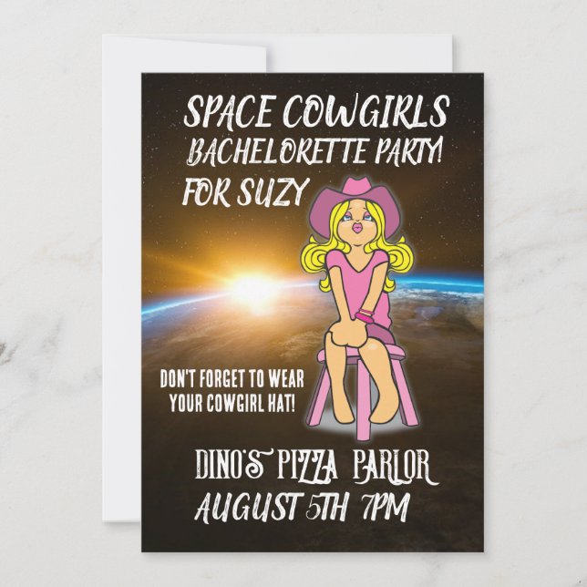 SPACE COWGIRLS BACHELORETTE PARTY INVITATIONS (Front)