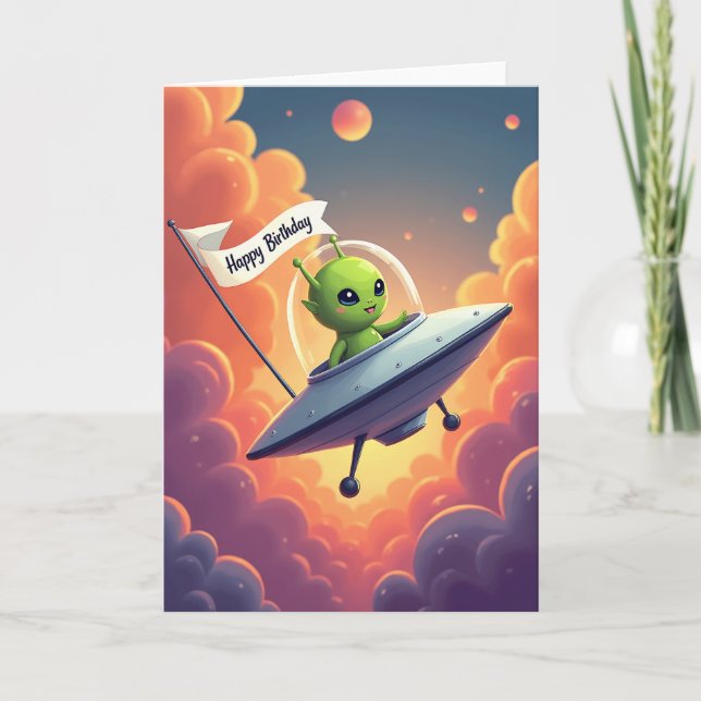 Space Creature Birthday Card (Front)