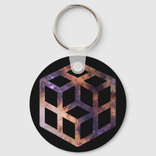 Space Cube Grid Astro Geometry Keychain