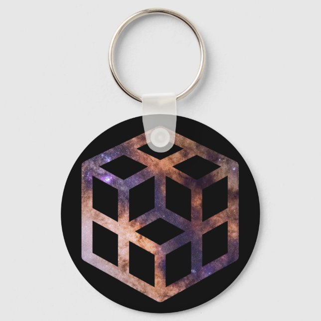 Space Cube Grid Astro Geometry Keychain (Front)