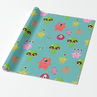 Space Cute Aliens Wrapping Paper