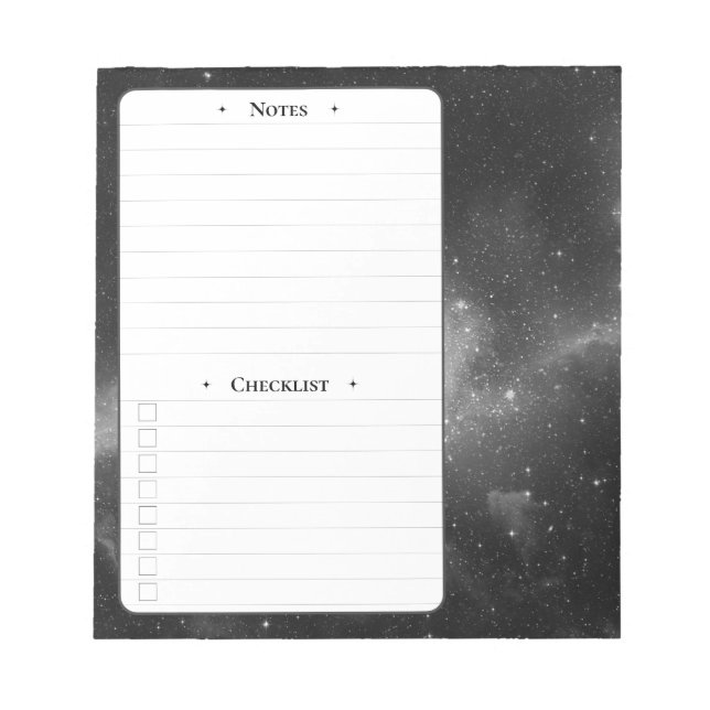Space | Daily Notes and Checklist Notepad (Front)