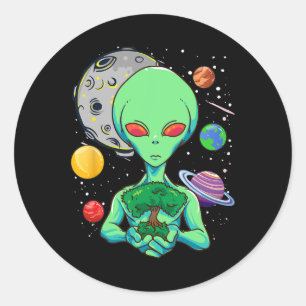 Space Day Celebration Cosmic Alien Tree Of Life Ea Classic Round Sticker